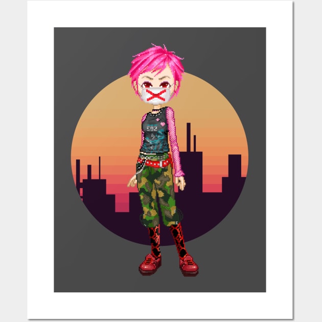 Pixelart Urban Tomboy Girl Wall Art by UwU Kitty